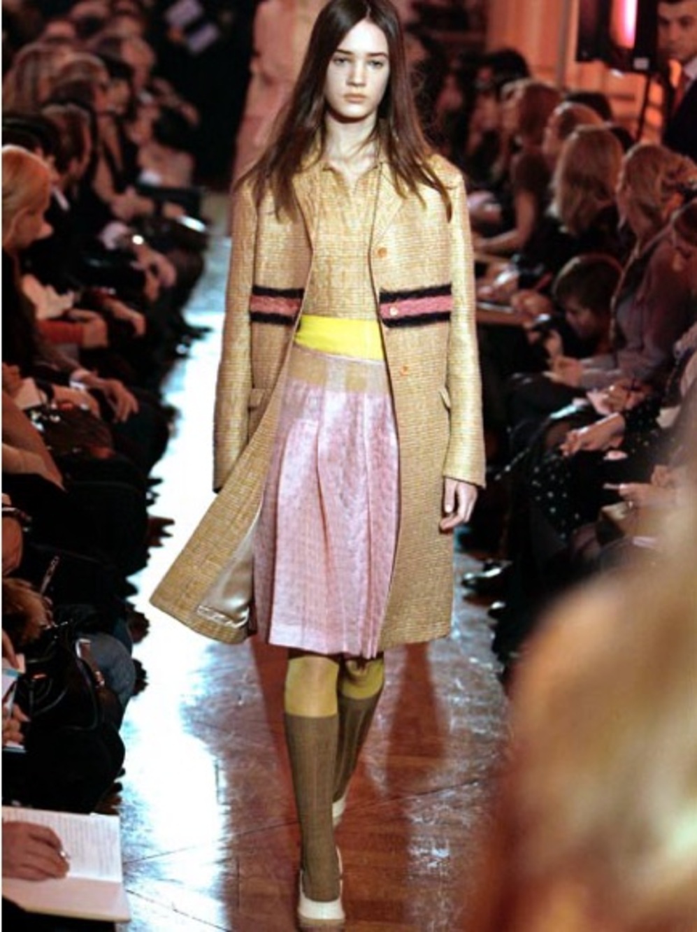 Miu Miu Fall 2007 Tan Striped Quilted Housecoat 40